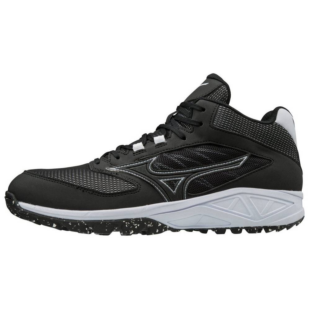 Tenis Baseball Mizuno Dominant All Surface Mid Turf - Homem - Pretas/Branco - UKMLV4570